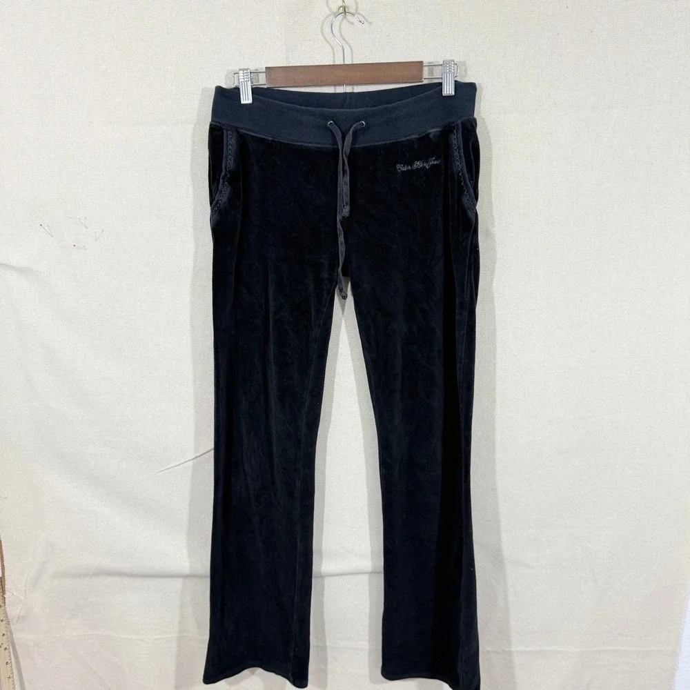 Calvin Klein Jeans Womens Black Velour Tracksuit Set Hoodie Pants Y2K Small - Picture 6 of 10
